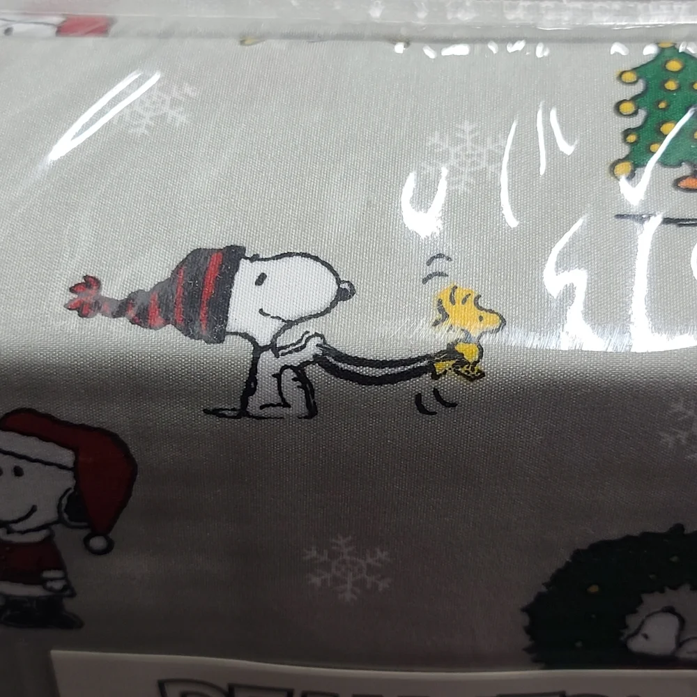 4pc Peanuts Snoopy & Woodstock Christmas Queen Bed Snowflake Sheet Set Decor NEW